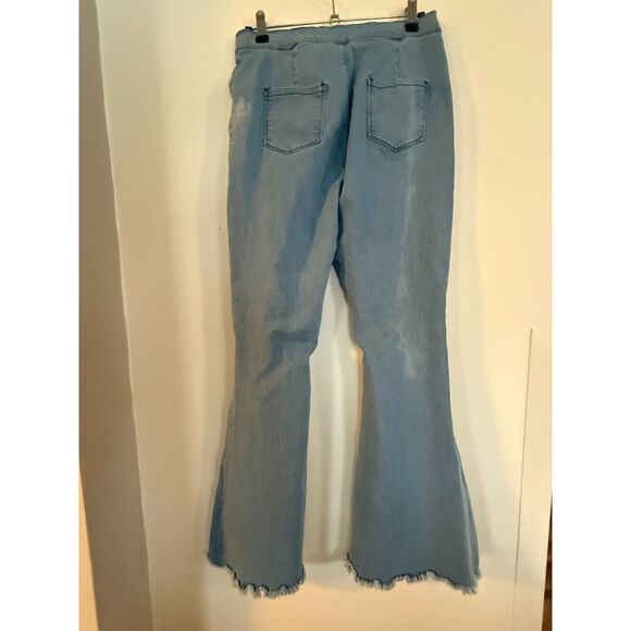 Daisy 1X Bell bottom stretch distressed jeans --Let the Hippie out! - Picture 2 of 4